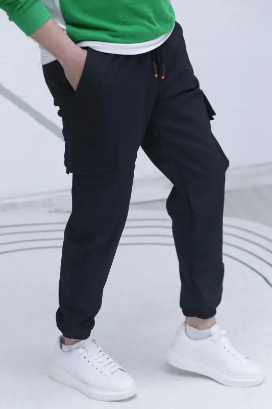 Erkak Parashut Mato Kargo Jogger Shim (TOR KESIM)-Qora - 2