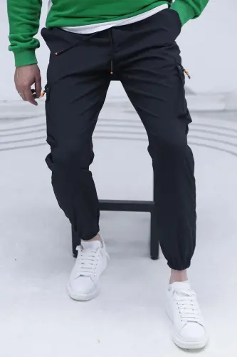 Erkak Parashut Mato Kargo Jogger Shim (TOR KESIM)-Qora - 8
