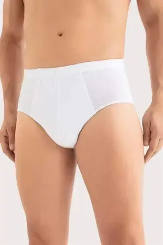 Erkak paxta ichki kiyimi tekis oq kamarli 3'li paket - BÜYÜKBEDENIZ (1)