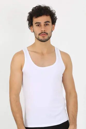 Erkak paxta oq oq atleti 6566 - 6