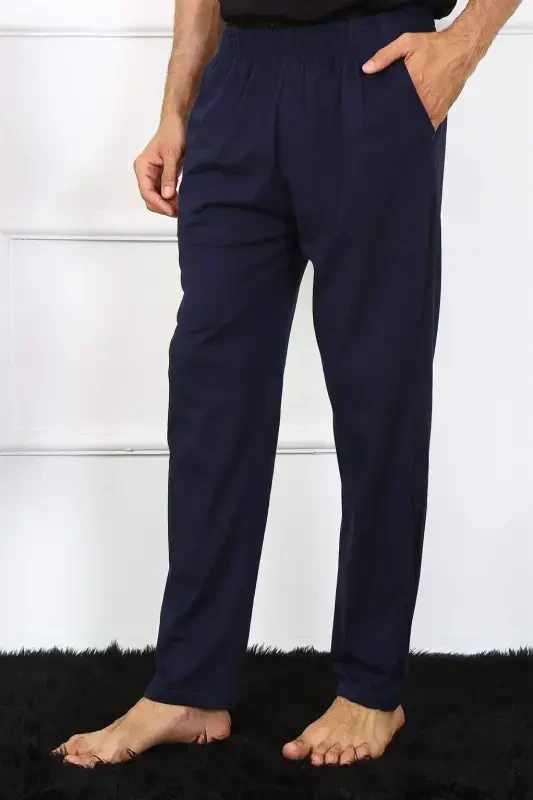 Erkak Paxta To'q ko'k Yagona Pastki Pijama 27495 - 3