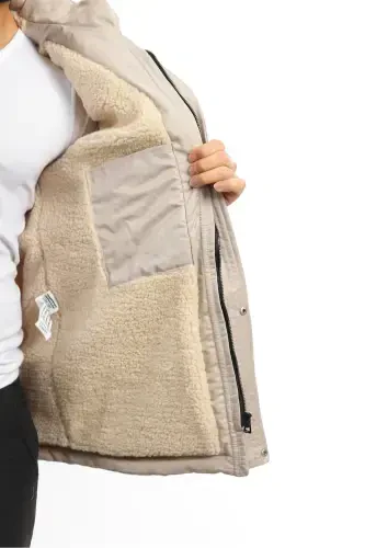 Erkak qishki sayyor kapushonli kaban palto - G'isht - 6