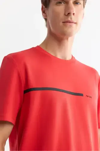 Erkak Qizil Bisiklet Yaka Elastan Interlok T-Shirt A42Y1003 - AVVA (1)
