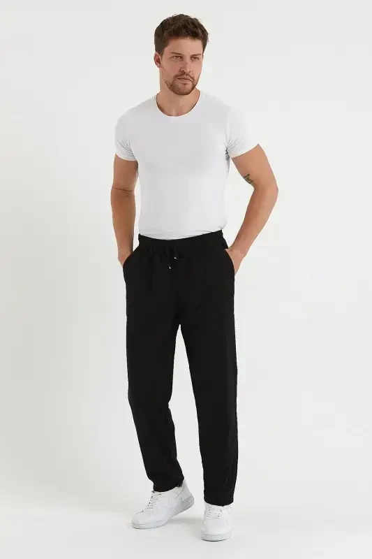 Erkak Qora Basic Relaxed Fit Jogger Shim - QORA - 3