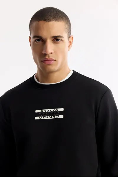 Erkak qora bisiklet yoqali bosma Bi Stretch Inter - 2