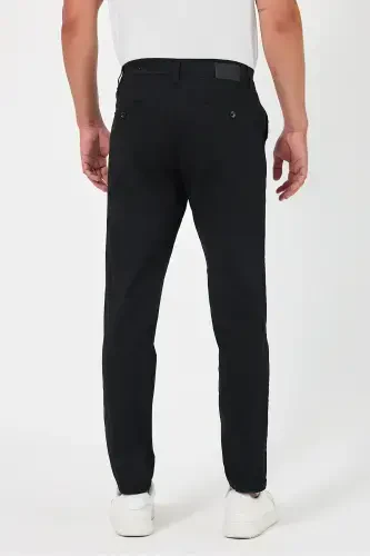 Erkak qora gabardin paxtalik slim fit stretch chino shim - qora - 5