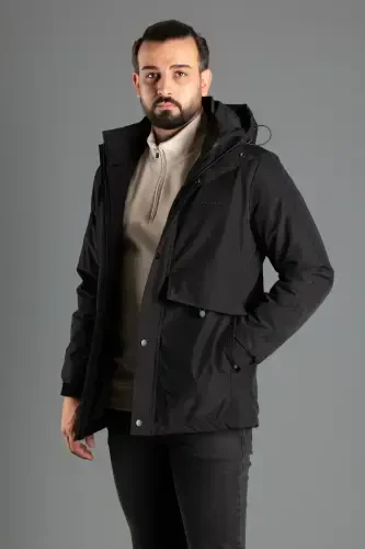 ERKAK QORA KAPÜŞONLI SHISHMA MONT 5593-QORA - 1