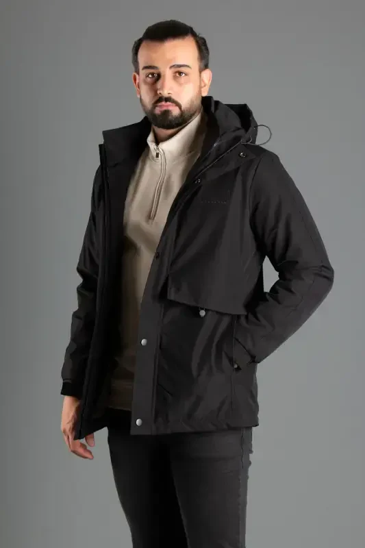 ERKAK QORA KAPÜŞONLI SHISHMA MONT 5593-QORA - 1