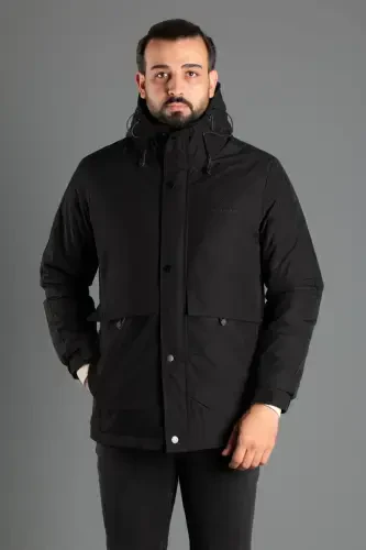 ERKAK QORA KAPÜŞONLI SHISHMA MONT 5593-QORA - 4