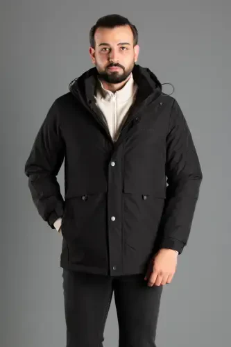 ERKAK QORA KAPÜŞONLI SHISHMA MONT 5593-QORA - 5