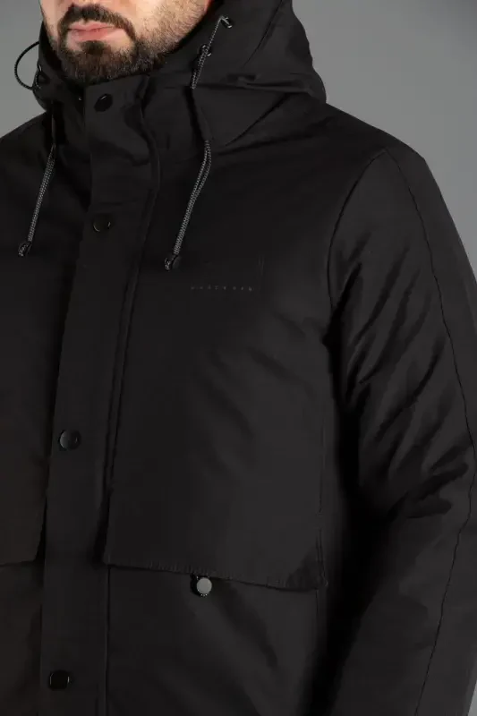 ERKAK QORA KAPÜŞONLI SHISHMA MONT 5593-QORA - 6