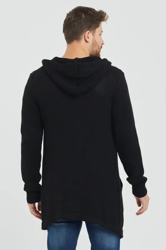 Erkak qora naqshli trikotaj kardigan - Hrk8085r03s-Qora - 2