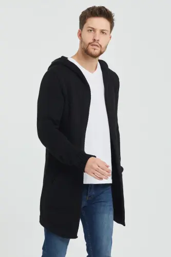 Erkak qora naqshli trikotaj kardigan - Hrk8085r03s-Qora - 5