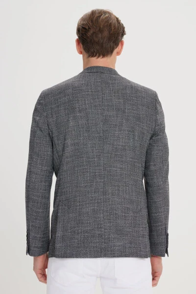 Erkak Qora-Oq Regular Fit Qulay Kesimli Qaldirg'och - 5