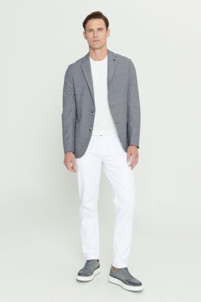Erkak Qora-Oq Slim Fit Tor Kesimli Mono Yoqali Naqsh - ALTINYILDIZ CLASSICS (1)