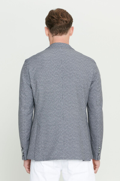 Erkak Qora-Oq Slim Fit Tor Kesimli Mono Yoqali Naqsh - 6