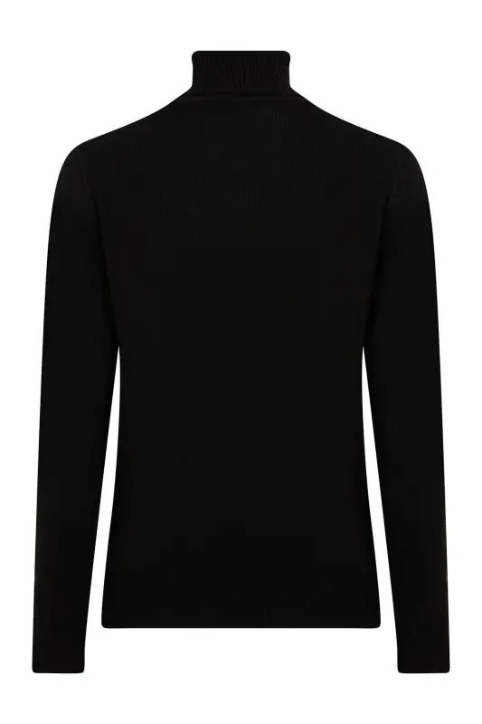 Erkak Qora Regular Fit Balıqchi Yoqa Triko Kazak-S - 8