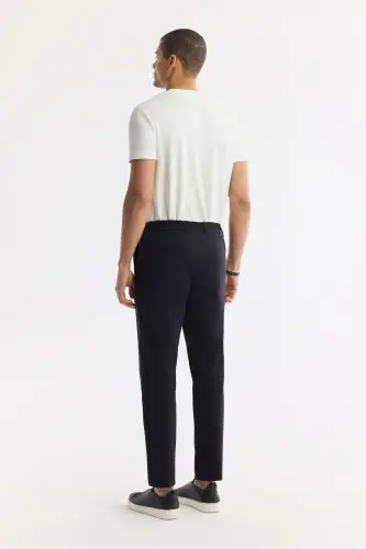 Erkak Qora Slim Fit Beli Rezinkali Bi Stretch Mato - 4