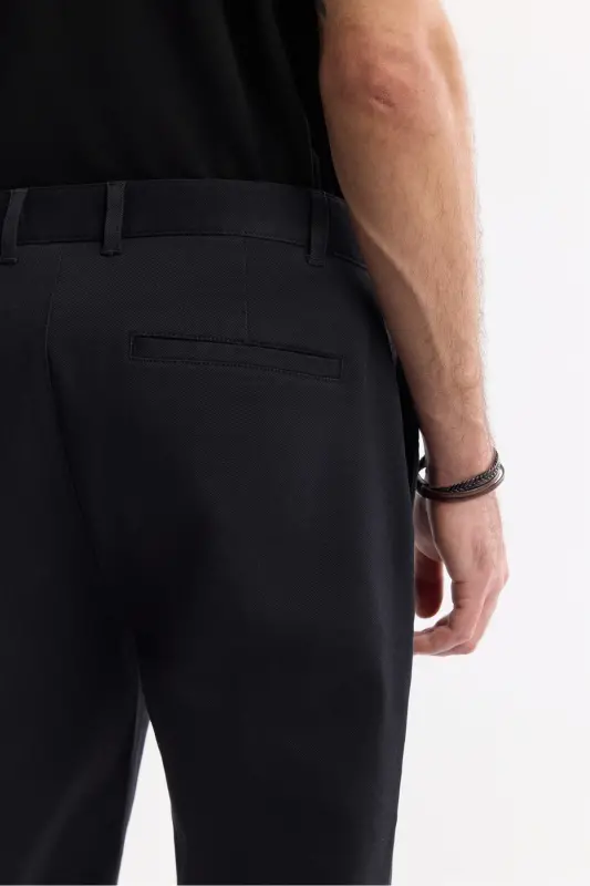 Erkak Qora Slim Fit Klassik Bel Paxta Yumshoq Tu - 5