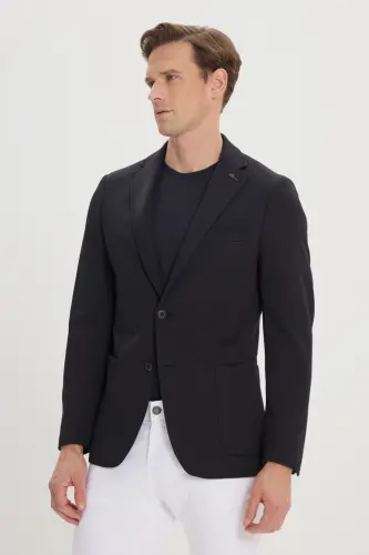 Erkak Qora Slim Fit Tor Kesimli Mono Yoqali Kundalik Bl - 5