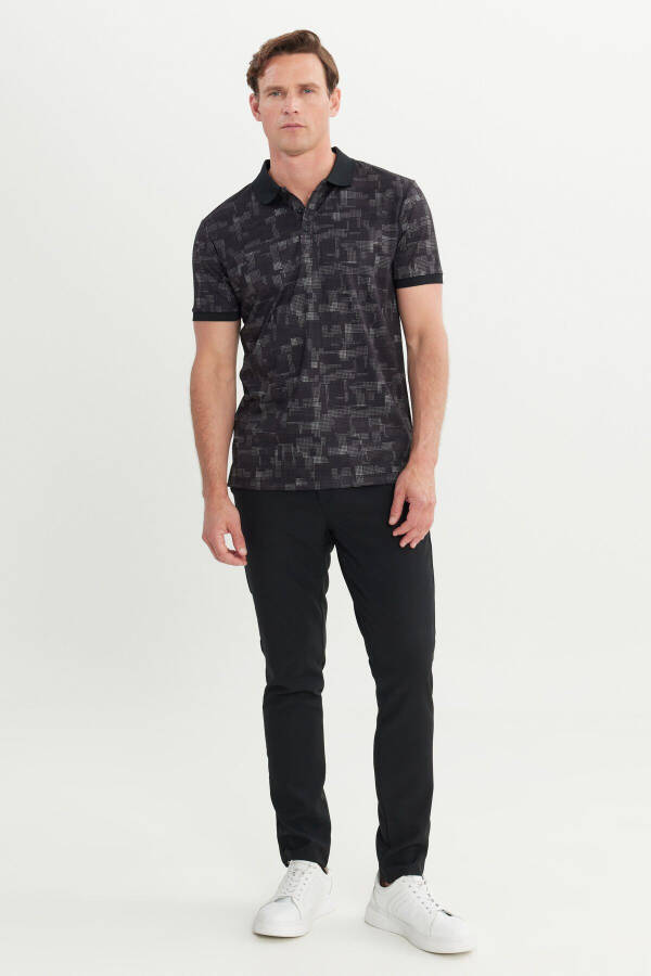 Erkak Qora Slim Fit Tor Kesimli Polo Yoqali Paxtali B - 2