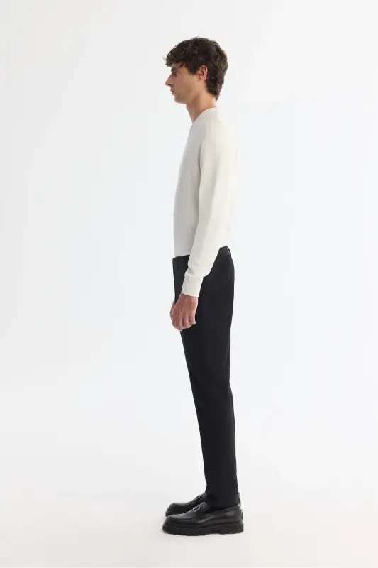 Erkak Qora Slim Fit Yon cho'ntakli Fakturali Bi-stretch - 2