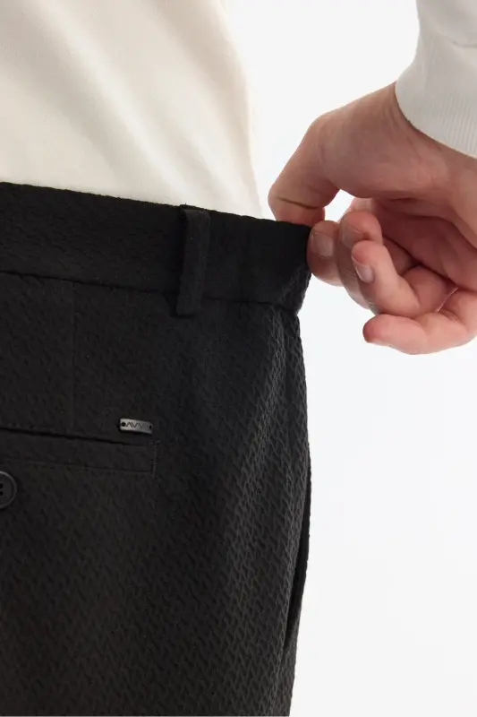 Erkak Qora Slim Fit Yon cho'ntakli Fakturali Bi-stretch - 5