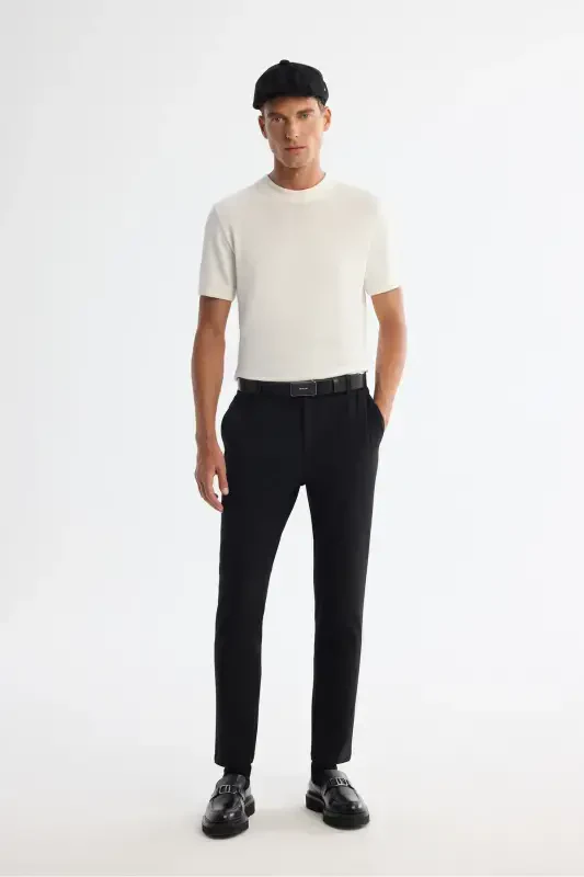 Erkak qora Slim Fit yon tomoni elastik gofrirovka qilingan chiziqli - AVVA