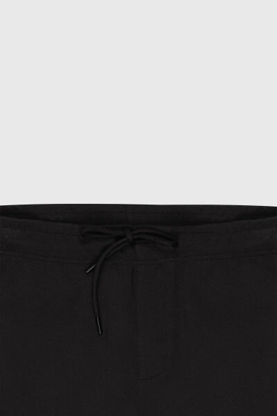 Erkak Qora Standart Fit Oddiy Kesimli Cho'ntakli Elastik Trikotaj Shim - 8