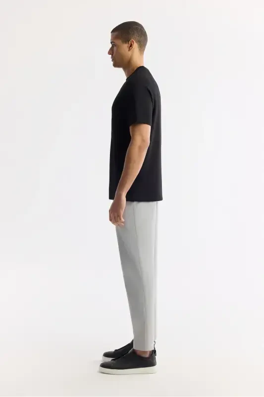 Erkak Qora Velosiped Yoqali Bosmali Futbolka A41Y1168-Qora - 3