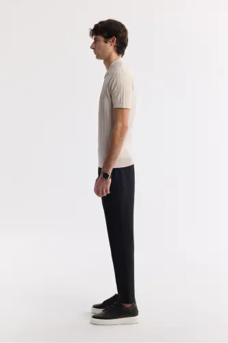 Erkak Regular Fit Bej Polo Yoqali Rayon Triko T-Shirt A51Y5046-Bej - 4