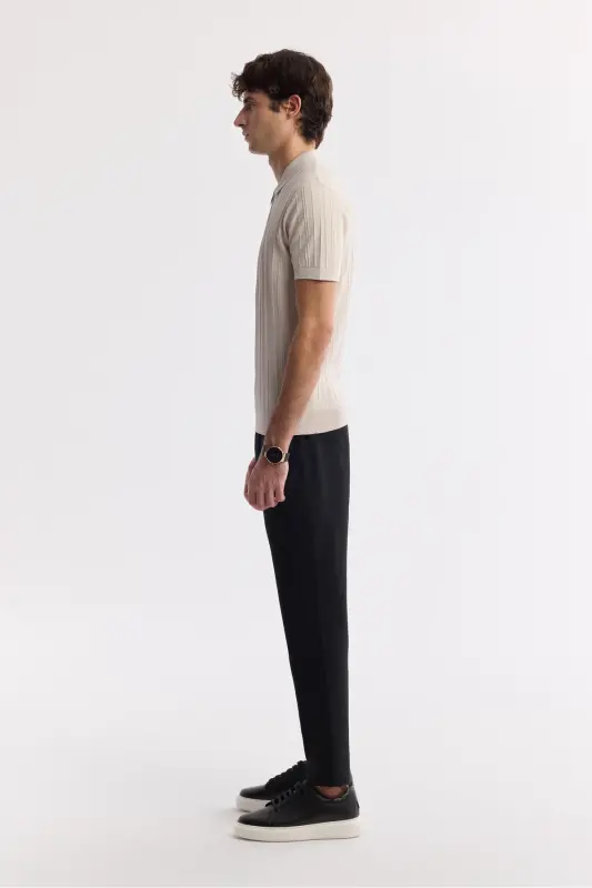 Erkak Regular Fit Bej Polo Yoqali Rayon Triko T-Shirt A51Y5046-Bej - 4
