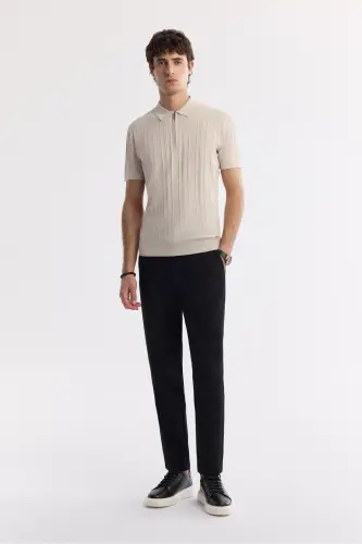 Erkak Regular Fit Bej Polo Yoqali Rayon Triko T-Shirt A51Y5046-Bej - 6