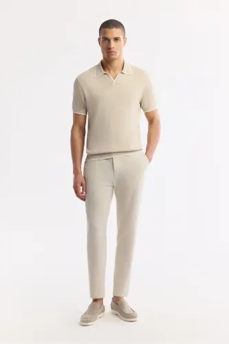 Erkak Regular Fit Bej Polo Yoqali Rayon Triko T-Shirt A51Y5056 - 6