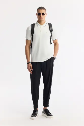 Erkak Regular Fit Ekru Polo Yoqali Bi-Stretch Futbolka A51Y1000 - 7