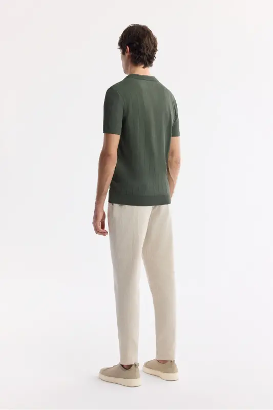 Erkak Regular Fit Haki Polo Yoqali Rayon Triko T-Shirt A51Y5015-Haki - 4