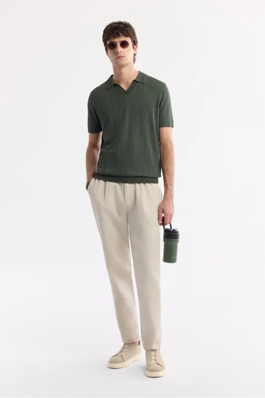 Erkak Regular Fit Haki Polo Yoqali Rayon Triko T-Shirt A51Y5015-Haki - 7