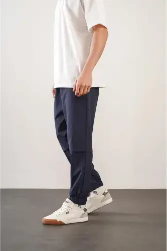 Erkak Relax Fit Kalıp Beli va Pachasi Rezinkali Jogger Shim - To'q ko'k - KING BRICH (1)
