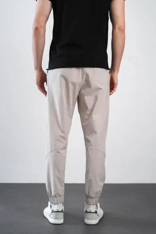 Erkak Relax Fit Kalıp Lastikli Paça Jogger Shim - Kulrang - 5