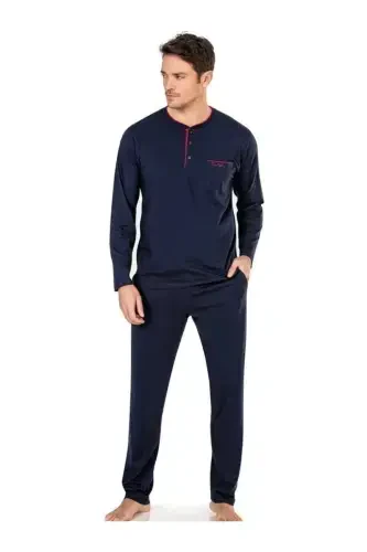 Erkak Robdöshambır Pijama Takım Atlet Boxer Takım Çorap Set-Bordo - Modazone (1)