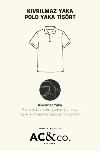 Erkak Royal ko'k 100% paxta buruşmaydigan pike polo yoqali slim fit tor kesimli futbolka - Royal ko'k - 10