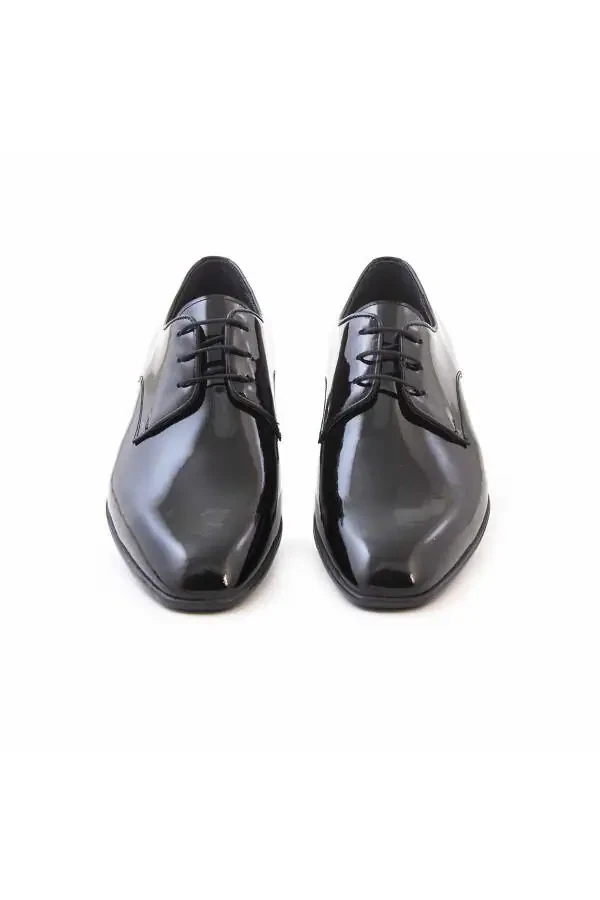 Erkak Rugan charm Pvc Taglik Qora Klassik Poyabzal - 3