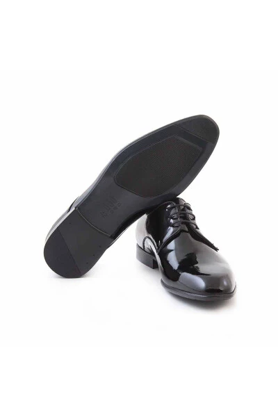 Erkak Rugan charm Pvc Taglik Qora Klassik Poyabzal - 5