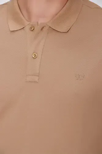 Erkak Safari Basic tekis 100% paxta Slim Fit tor kesimli qisqa yengli polo yoqali futbolka - 5