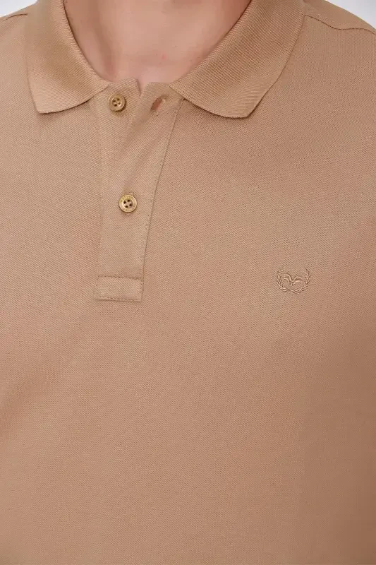 Erkak Safari Basic tekis 100% paxta Slim Fit tor kesimli qisqa yengli polo yoqali futbolka - 5