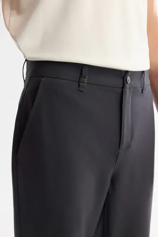 Erkak Slim Fit Antratsit Klassik Bel Bi-Stretch Chino Shim B003035-Antratsit - 4