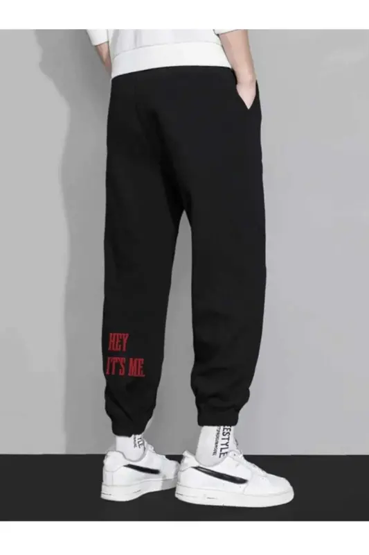 Erkak sport kostyumi Shim lastikli Qulay kiyim Jogger-qora2 - 3