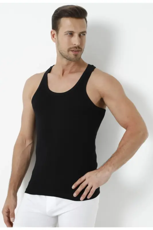ERKAK SPORTCHI RIBANA ATLET 2'LI FURSAT PAKET %100 COTTON-Qora 0118 - 2