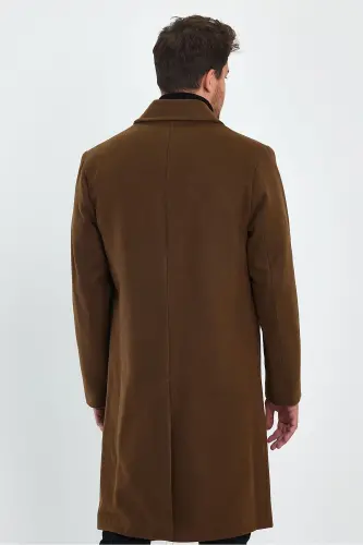 Erkak Taba Uzun Regular Fit Kaşmir Palto-QAHRAMON - 8