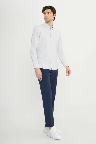 Эркак таш слим фит тор кесим тугмали ёка армюрли гофр нақшли кўйлак - ALTINYILDIZ CLASSICS (1)